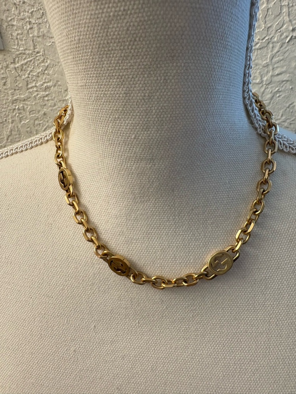Gold Link Necklace with Interlocking G Medallions